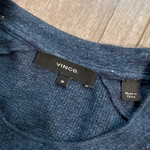 VINCE Slim Fit Waffle Knit Long Sleeve T-shirt In H Spruce Blue M - Picture 3 of 5